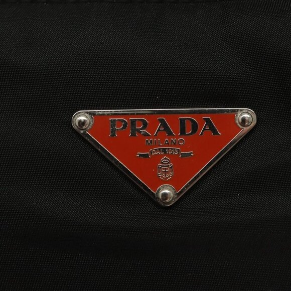 PRADA Shoulder Bag Nylon Leather Black Silver Auth 137443 - Picture 12 of 16